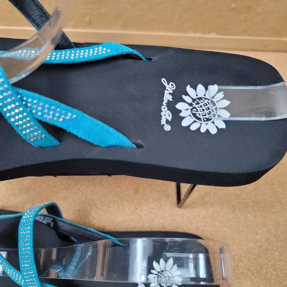Yellow box flip flops Woman's sandals silver blue - Picture 7 of 7